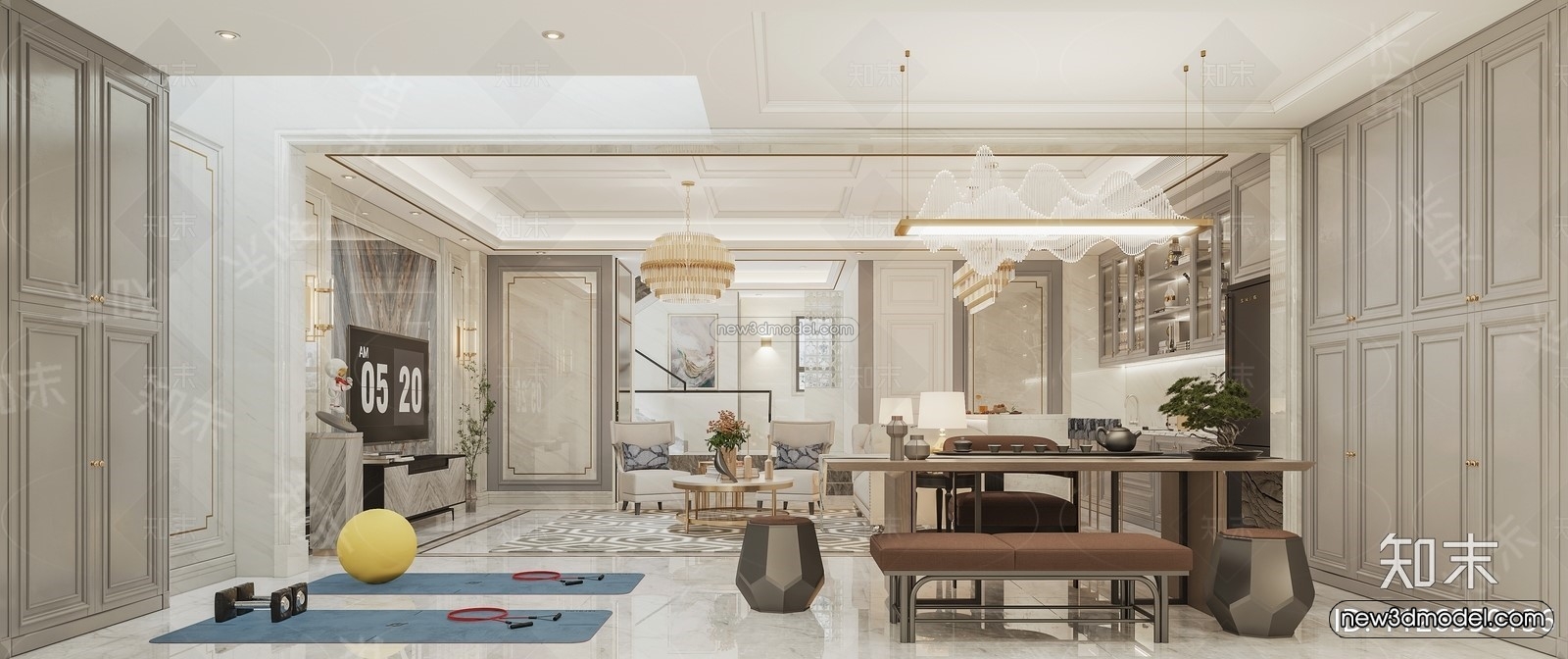 Europe Style Interior 3D Blocks – Living Room 3D Model – 107 – VRAY - thumbnail 2