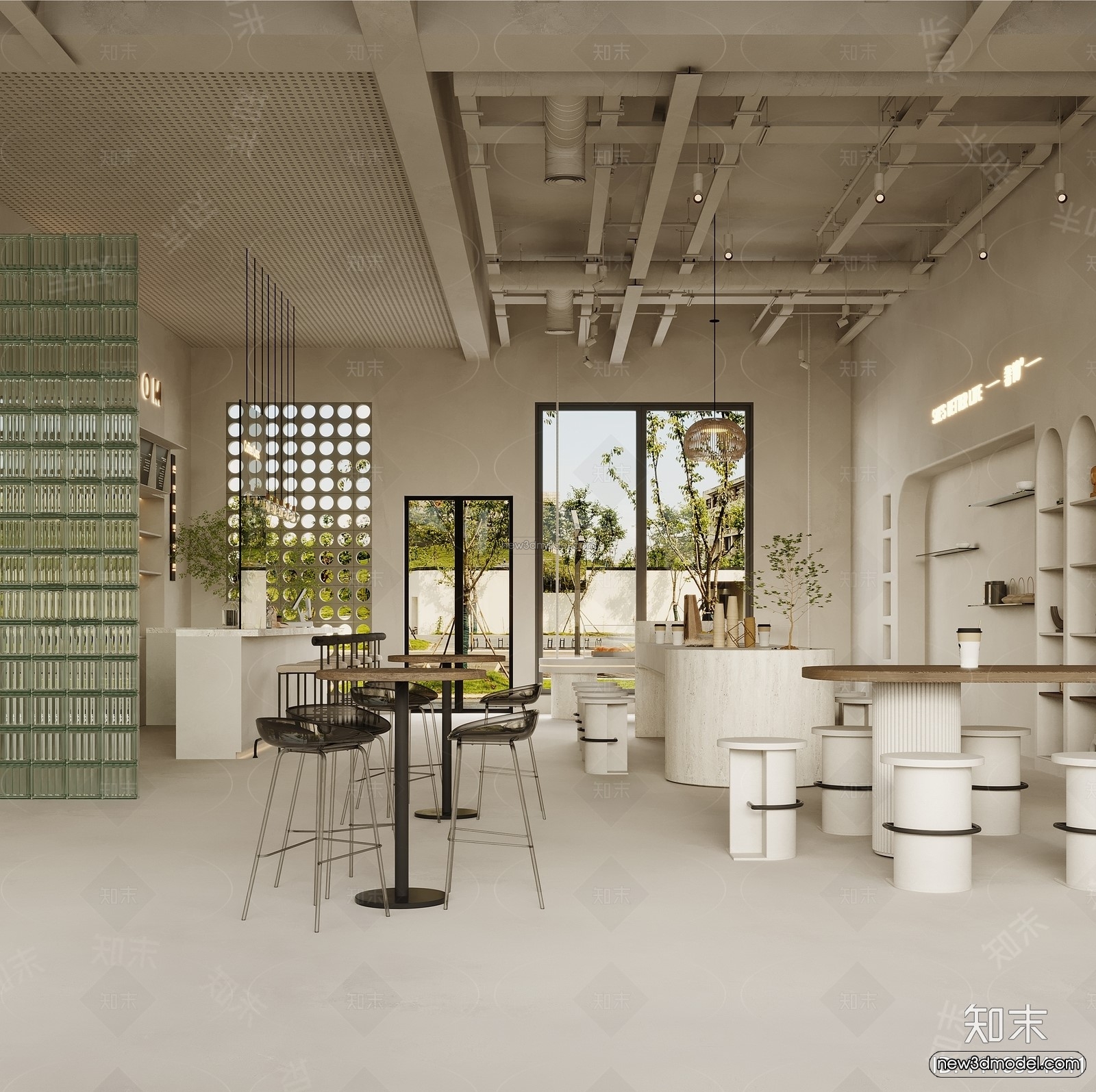 Modern Style Interior 3D Blocks and 3D Models – Coffee Shop 3D Scene – 824 – CORONA - thumbnail 4