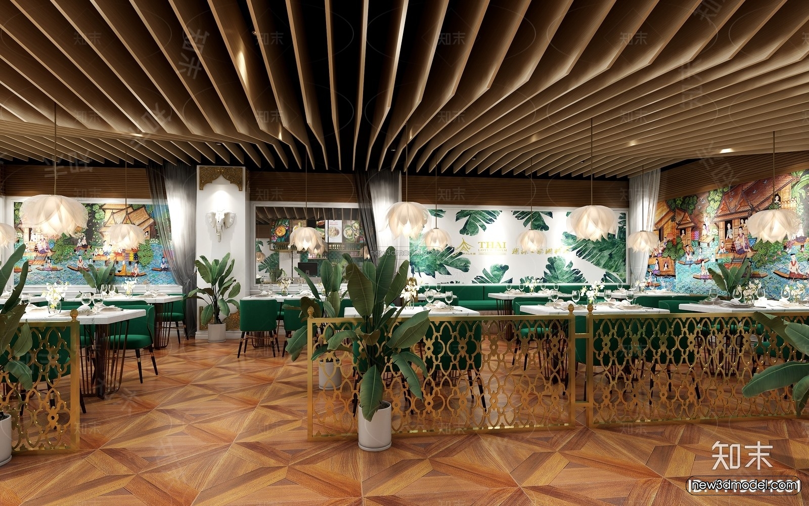 Southeast Asia Restaurant 3D Scenes – 3D Blocks – 048 – VRAY - thumbnail 3