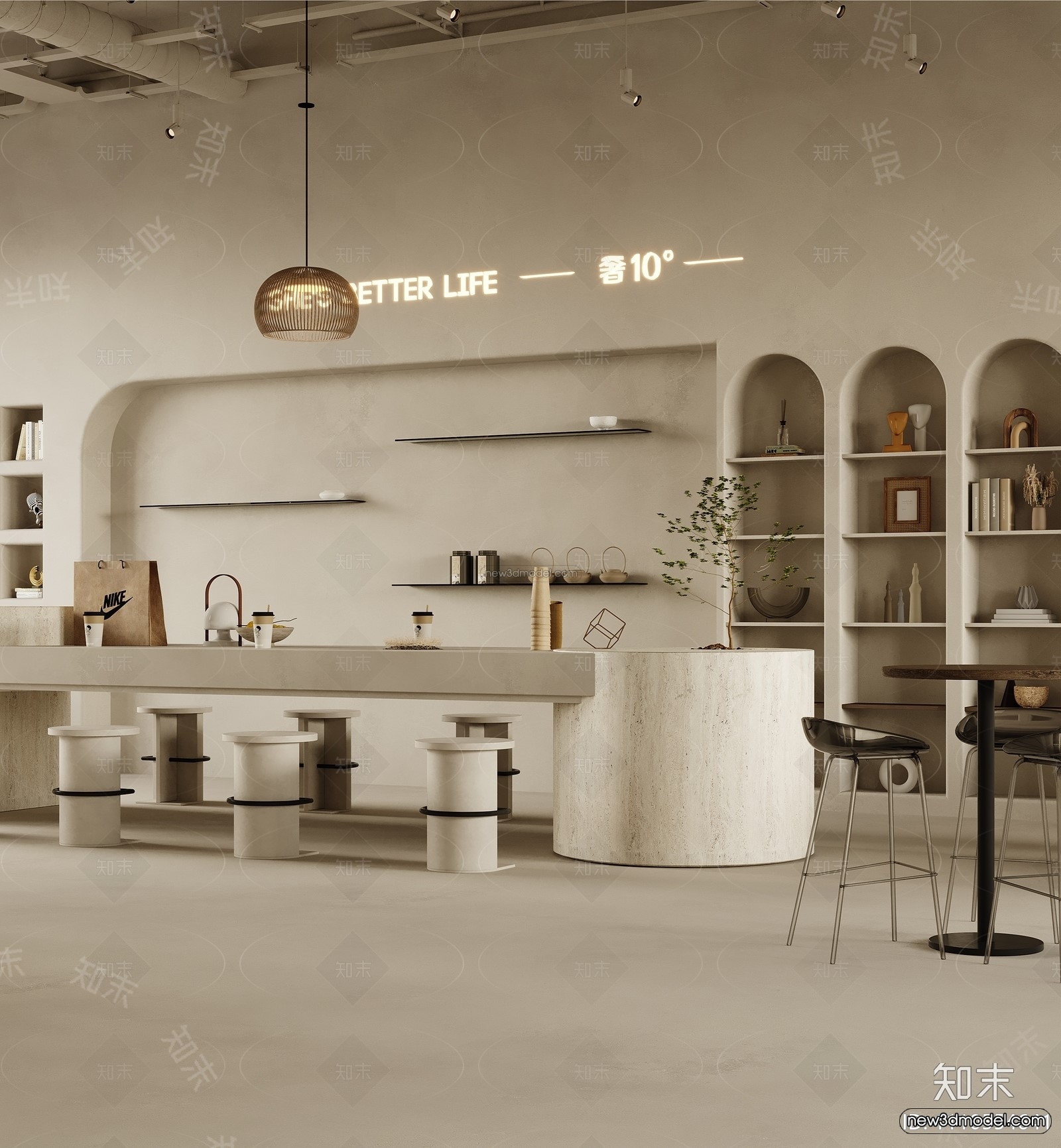 Modern Style Interior 3D Blocks and 3D Models – Coffee Shop 3D Scene – 824 – CORONA - thumbnail 2