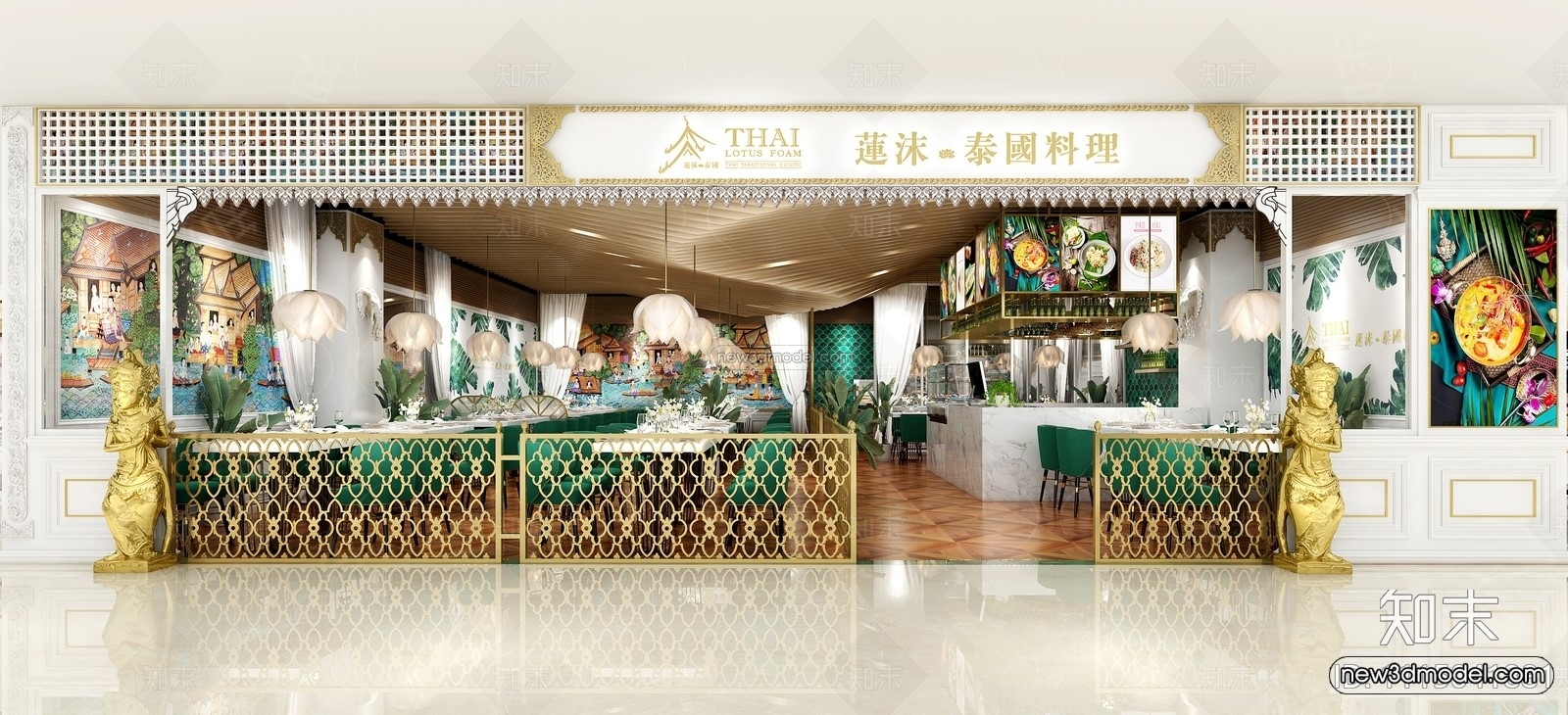 Southeast Asia Restaurant 3D Scenes – 3D Blocks – 048 – VRAY - thumbnail 2