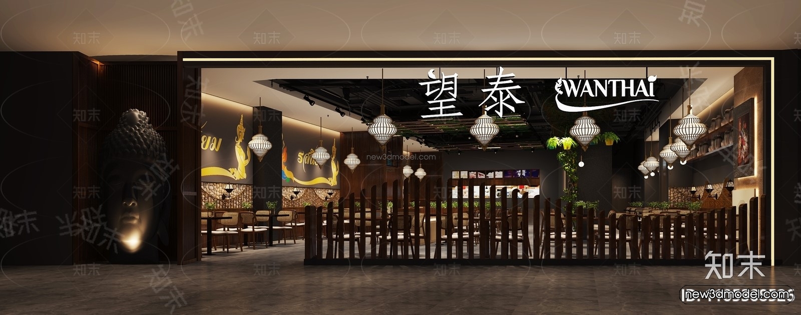 Southeast Asia Restaurant 3D Scenes – 3D Blocks – 052 – VRAY - thumbnail 2