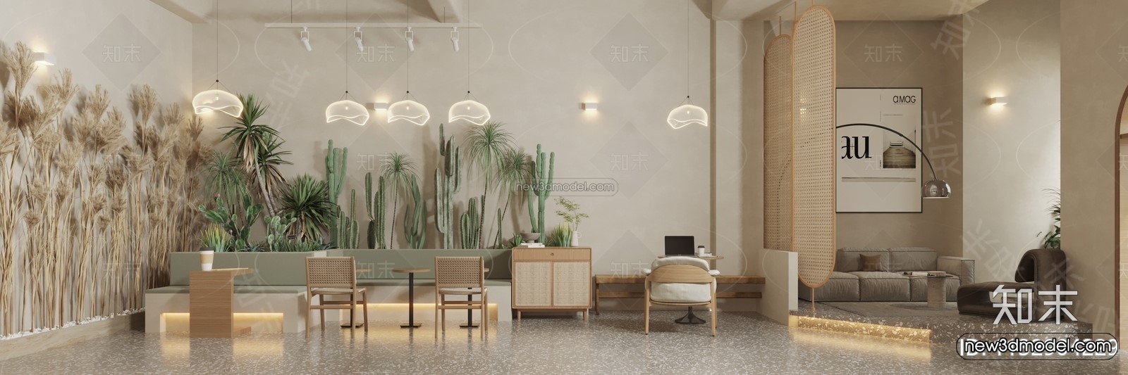 Modern Style Interior 3D Blocks and 3D Models – Coffee Shop 3D Scene – 829 – CORONA - thumbnail 3
