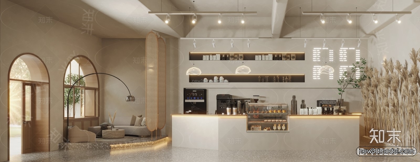 Modern Style Interior 3D Blocks and 3D Models – Coffee Shop 3D Scene – 829 – CORONA - thumbnail 2