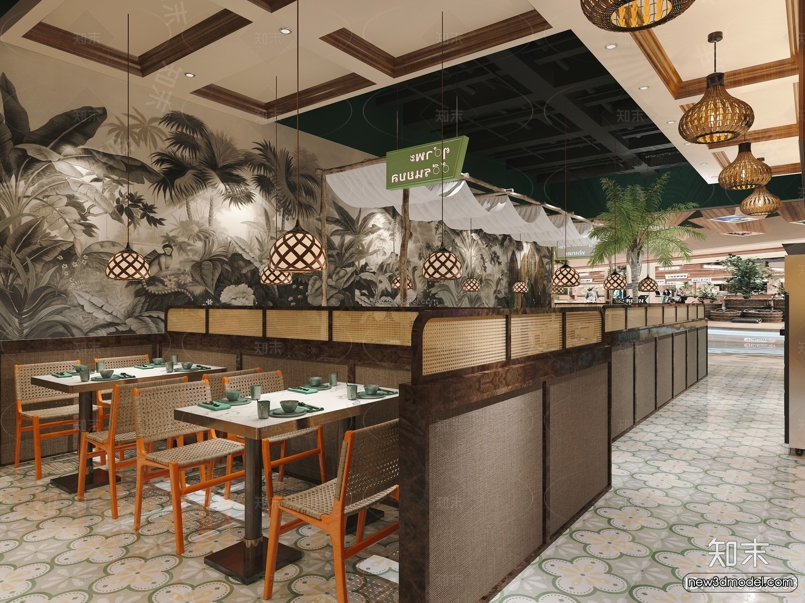 Southeast Asia Restaurant 3D Scenes – 3D Blocks – 059 – VRAY - thumbnail 3