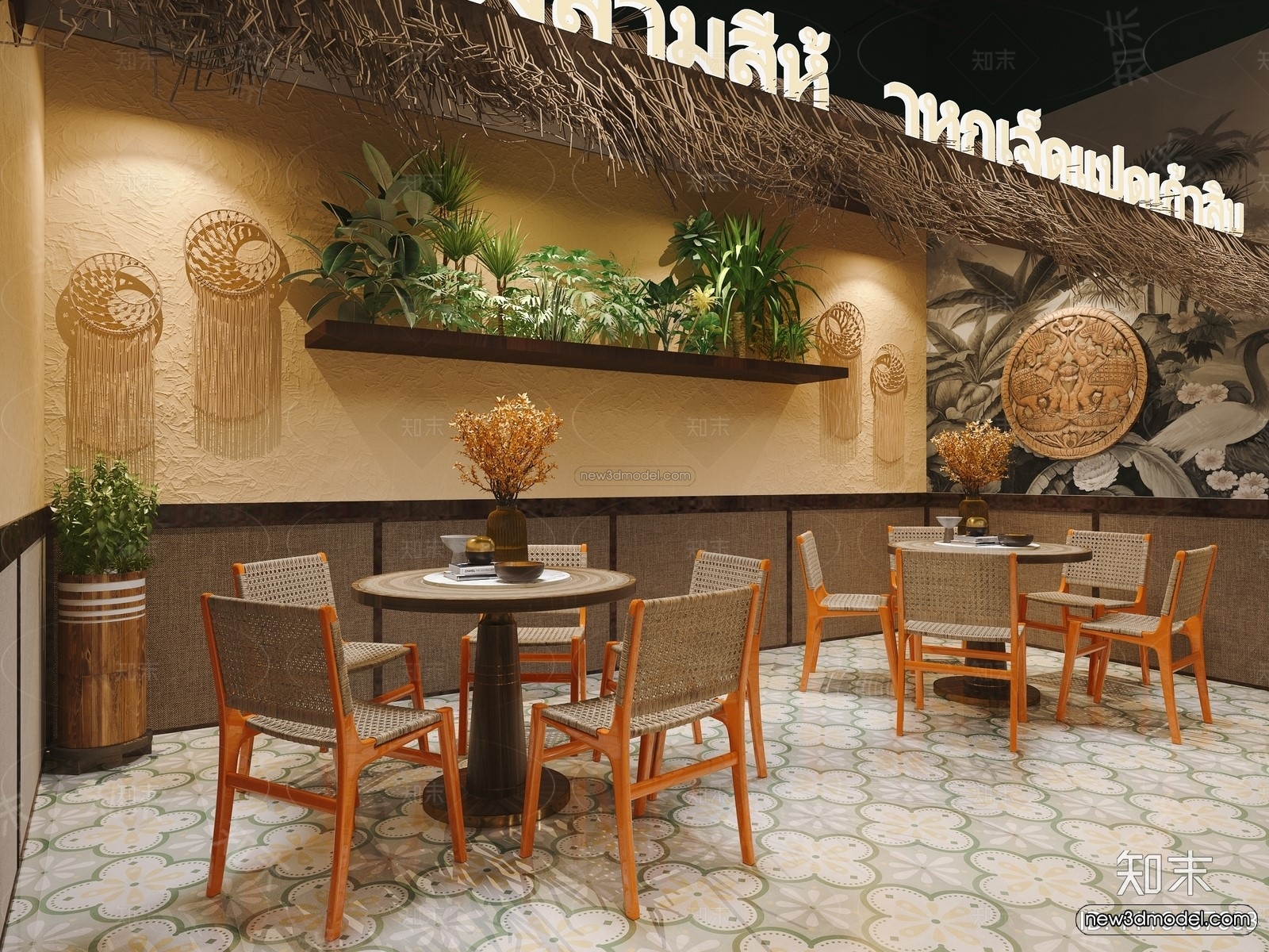 Southeast Asia Restaurant 3D Scenes – 3D Blocks – 059 – VRAY - thumbnail 2