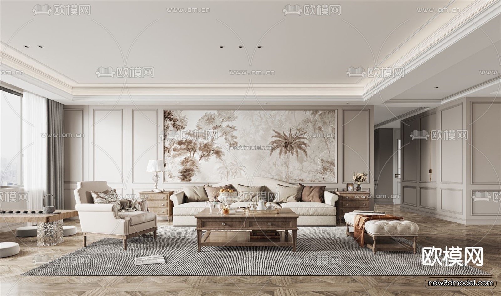 Europe Style Interior 3D Blocks – Living Room 3D Model – 114 – VRAY - thumbnail 4