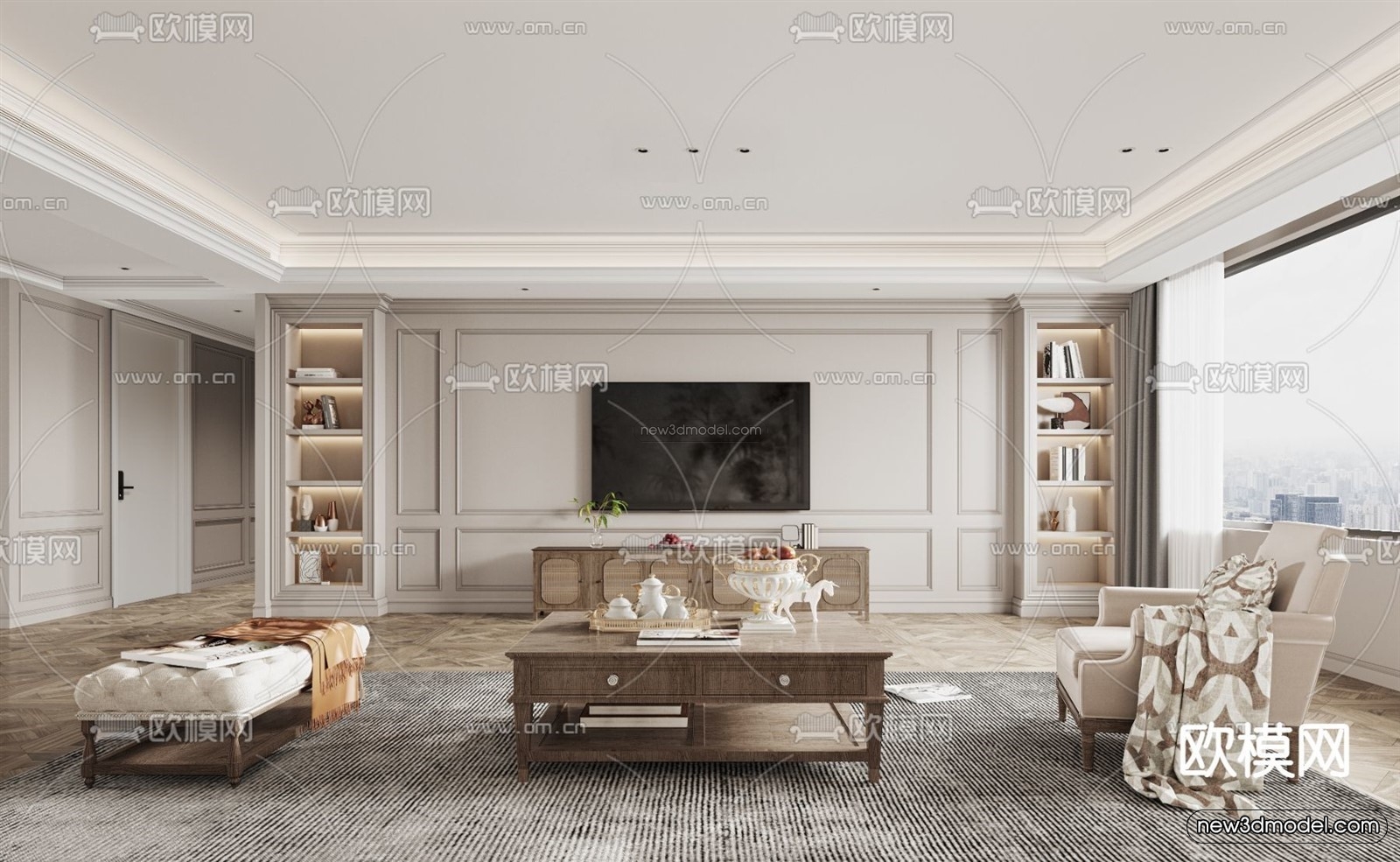 Europe Style Interior 3D Blocks – Living Room 3D Model – 114 – VRAY - thumbnail 3