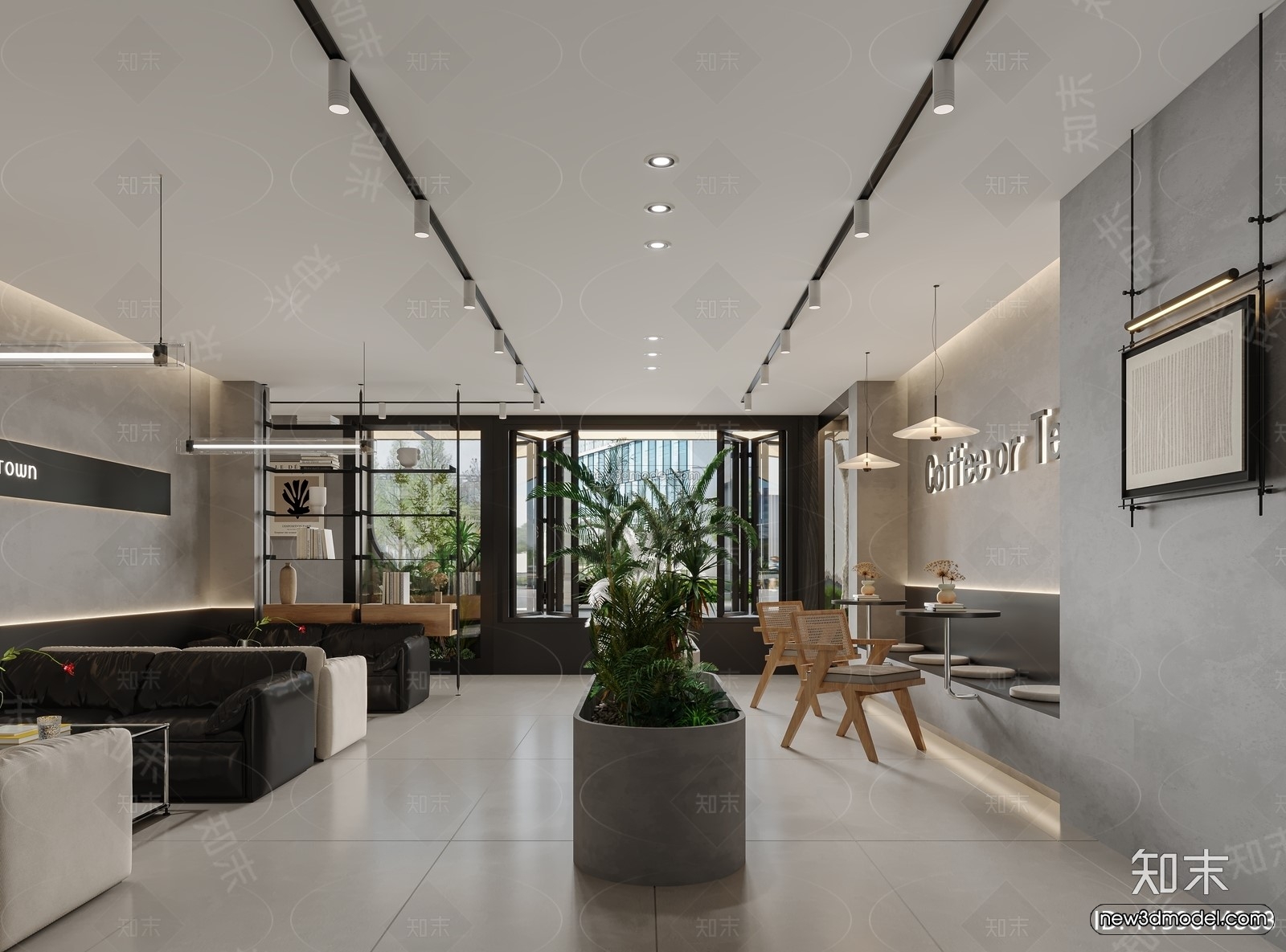 Modern Style Interior 3D Blocks and 3D Models – Coffee Shop 3D Scene – 843 – CORONA - thumbnail 2
