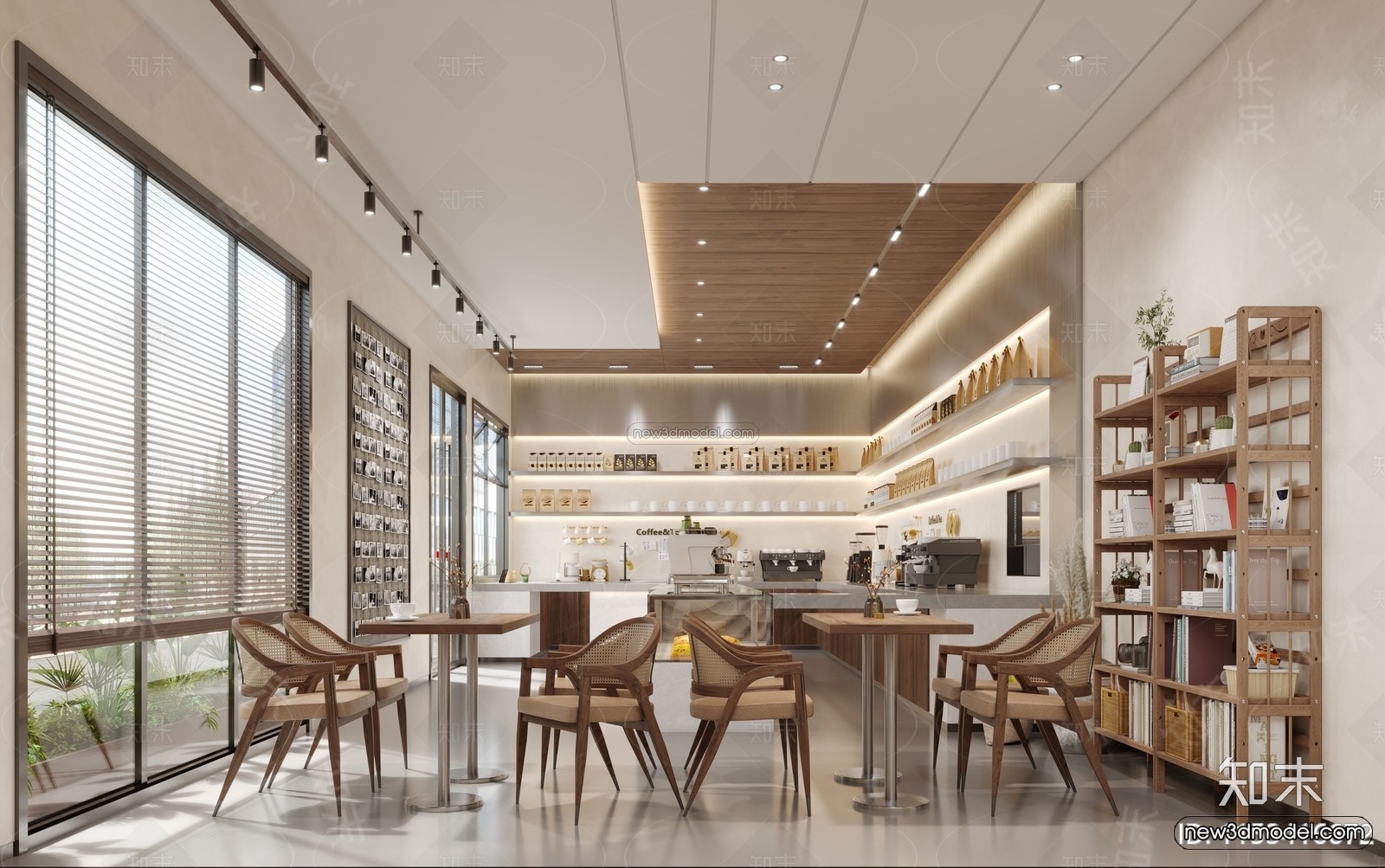 Modern Style Interior 3D Blocks and 3D Models – Coffee Shop 3D Scene – 844 – CORONA - thumbnail 2