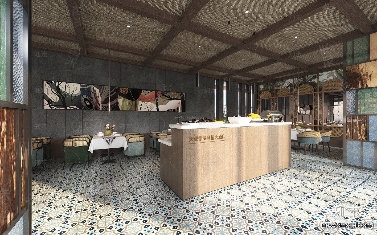 Southeast Asia Restaurant 3D Scenes – 3D Blocks – 064 – VRAY - thumbnail 3