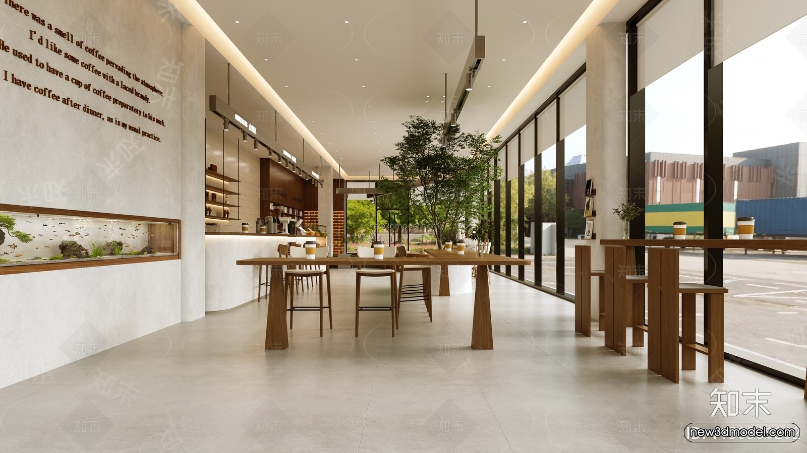 Modern Style Interior 3D Blocks and 3D Models – Coffee Shop 3D Scene – 845 – CORONA - thumbnail 3