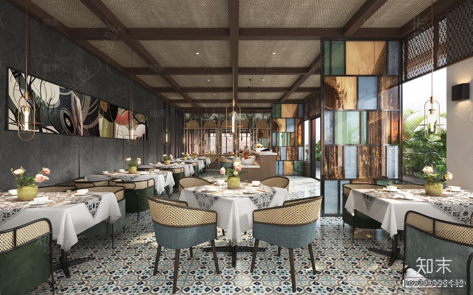 Southeast Asia Restaurant 3D Scenes – 3D Blocks – 064 – VRAY - thumbnail 2