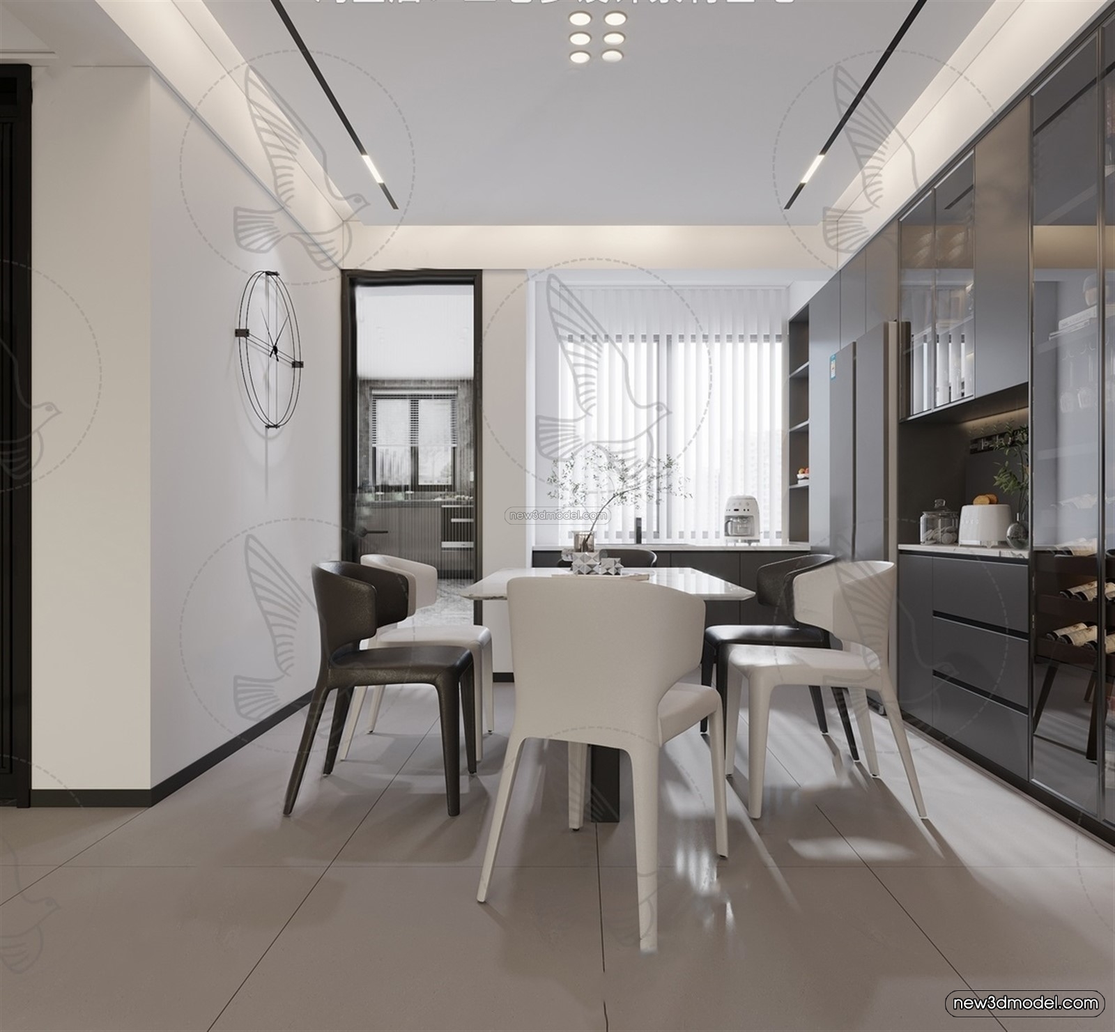 Minimalist Style Interior 3D Blocks – Living Room 3D Model – 044 – VRAY - thumbnail 2