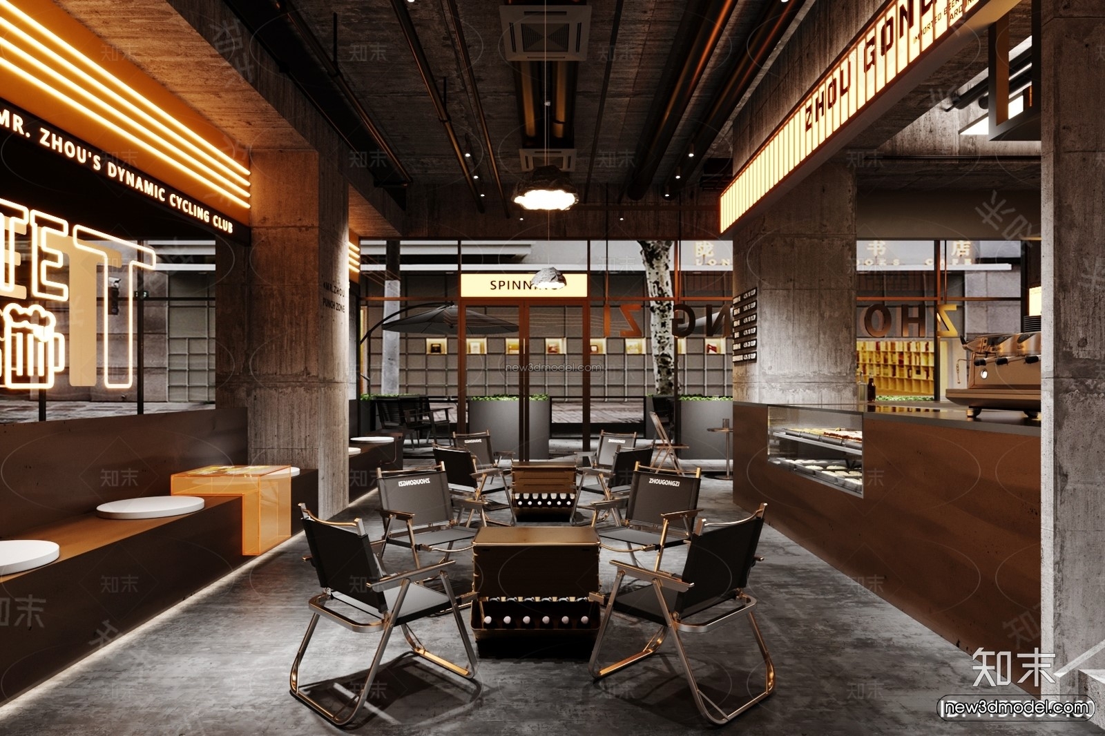 Modern Style Interior 3D Blocks and 3D Models – Coffee Shop 3D Scene – 848 – CORONA - thumbnail 2