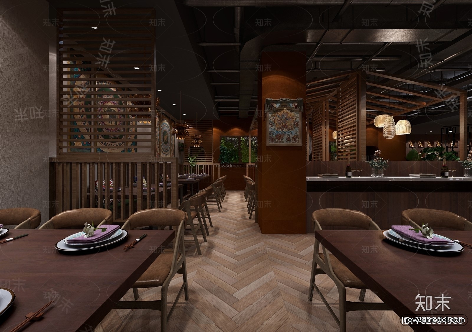 Southeast Asia Restaurant 3D Scenes – 3D Blocks – 067 – VRAY - thumbnail 4