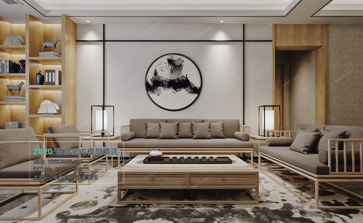 LIVING ROOM – CHINESE STYLE – 3D MODELS – VRAY – 021 - thumbnail 2