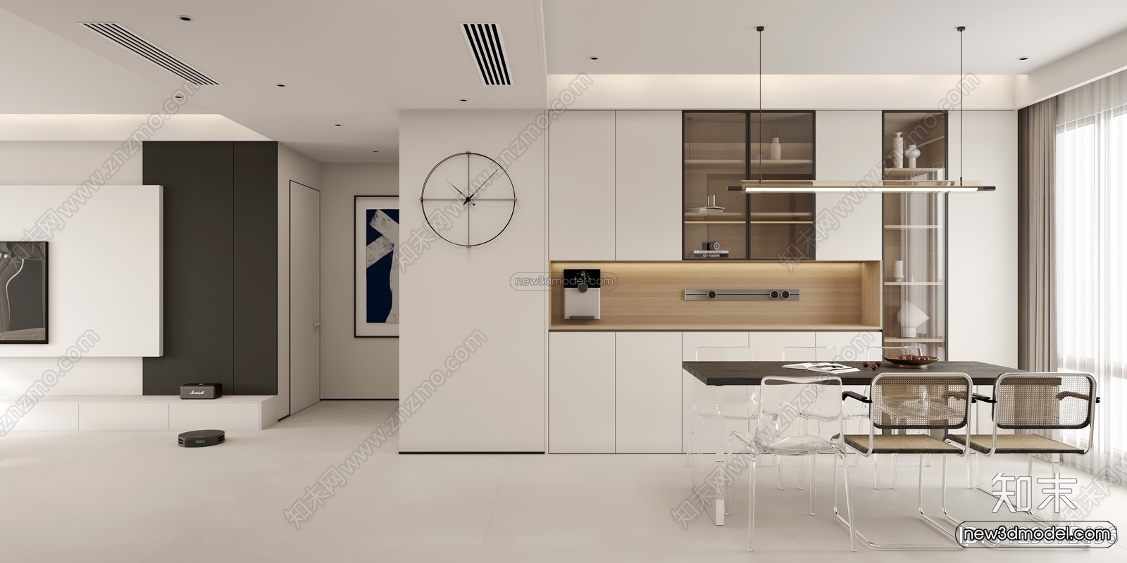 Minimalist Style Interior 3D Blocks – Living Room 3D Model – 072 – CORONA - thumbnail 2