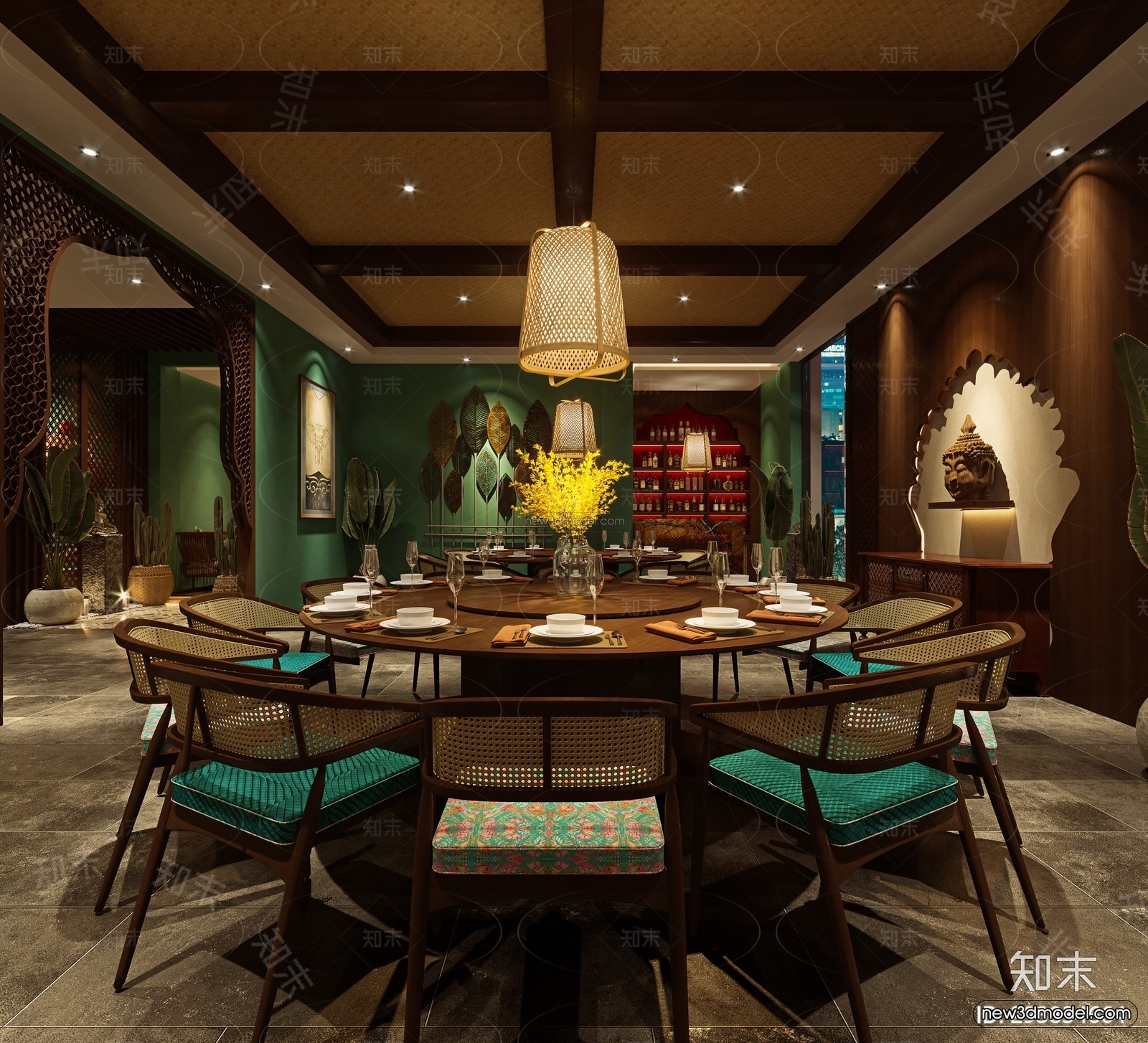 Southeast Asia Restaurant 3D Scenes – 3D Blocks – 068 – CORONA - thumbnail 3