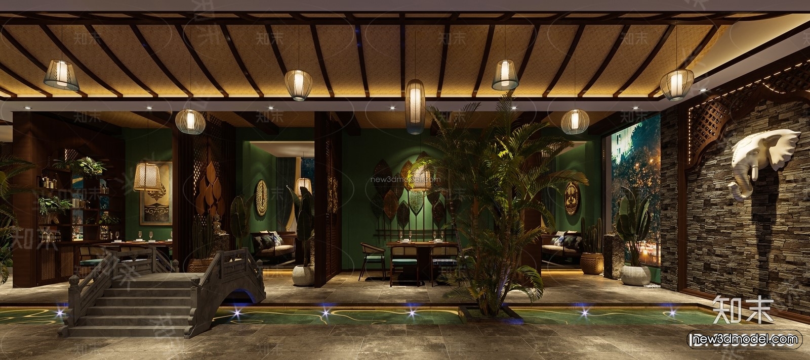 Southeast Asia Restaurant 3D Scenes – 3D Blocks – 069 – CORONA - thumbnail 2