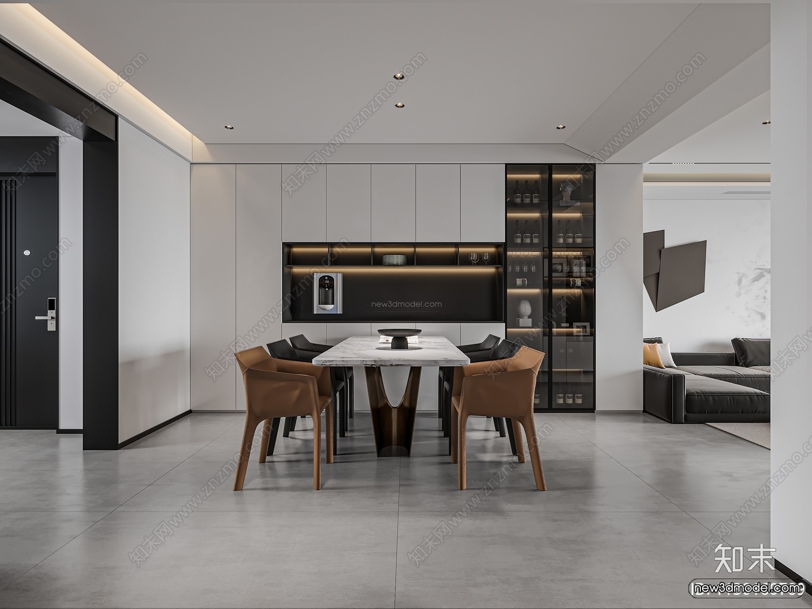 Minimalist Style Interior 3D Blocks – Living Room 3D Model – 074 – VRAY - thumbnail 3