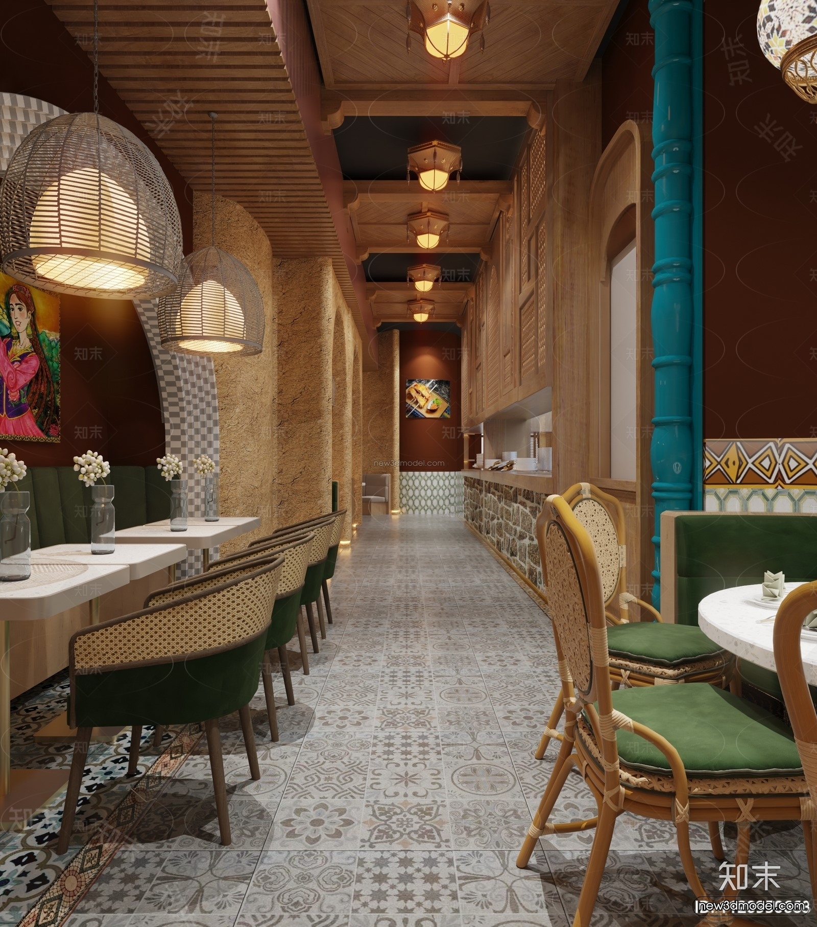 Southeast Asia Restaurant 3D Scenes – 3D Blocks – 073 – VRAY - thumbnail 2