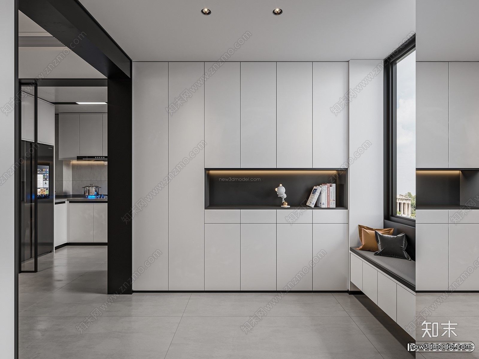 Minimalist Style Interior 3D Blocks – Living Room 3D Model – 074 – VRAY - thumbnail 2