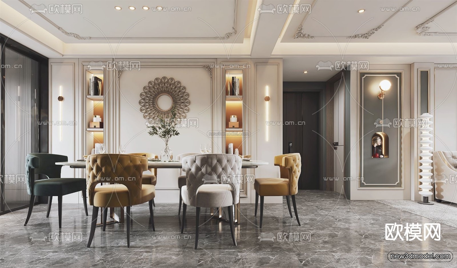 Europe Style Interior 3D Blocks – Living Room 3D Model – 120 – VRAY - thumbnail 3