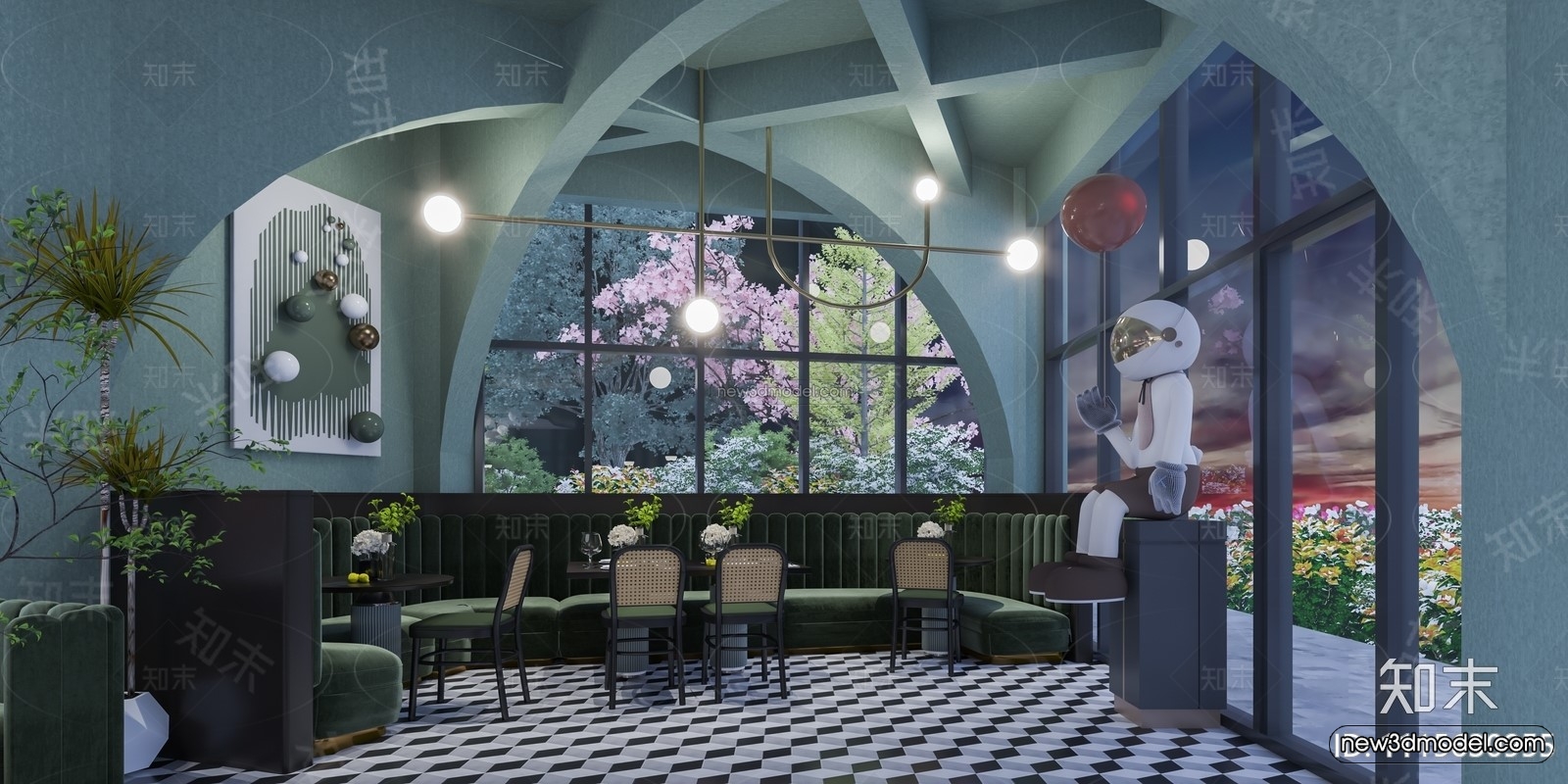 Southeast Asia Restaurant 3D Scenes – 3D Blocks – 075 – VRAY - thumbnail 2