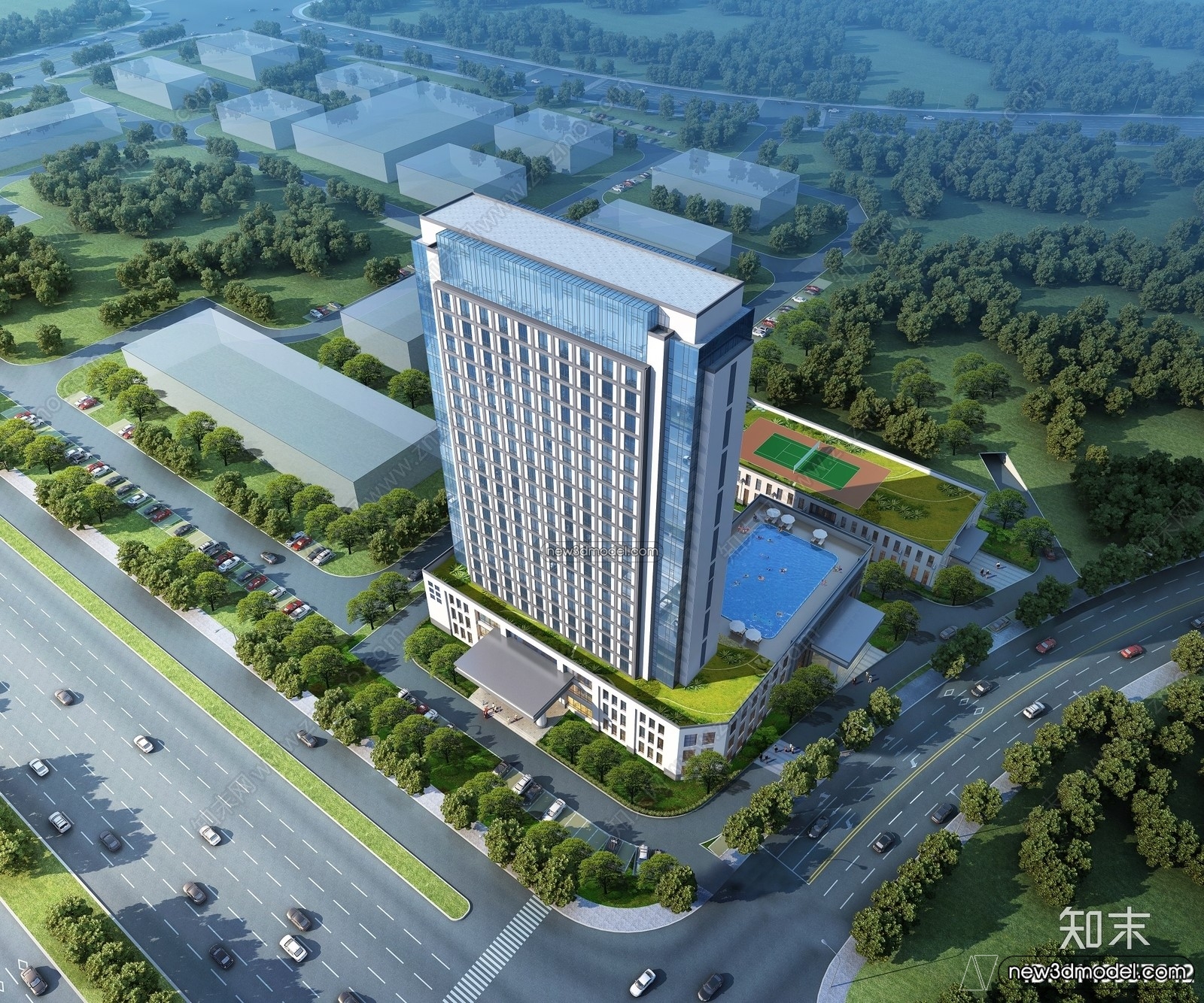 3D Models of Commercial Building – Exterior 3D Scenes – 036 – VRAY - thumbnail 2