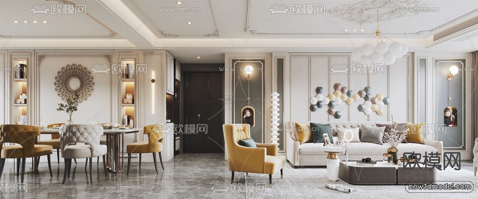 Europe Style Interior 3D Blocks – Living Room 3D Model – 120 – VRAY - thumbnail 2