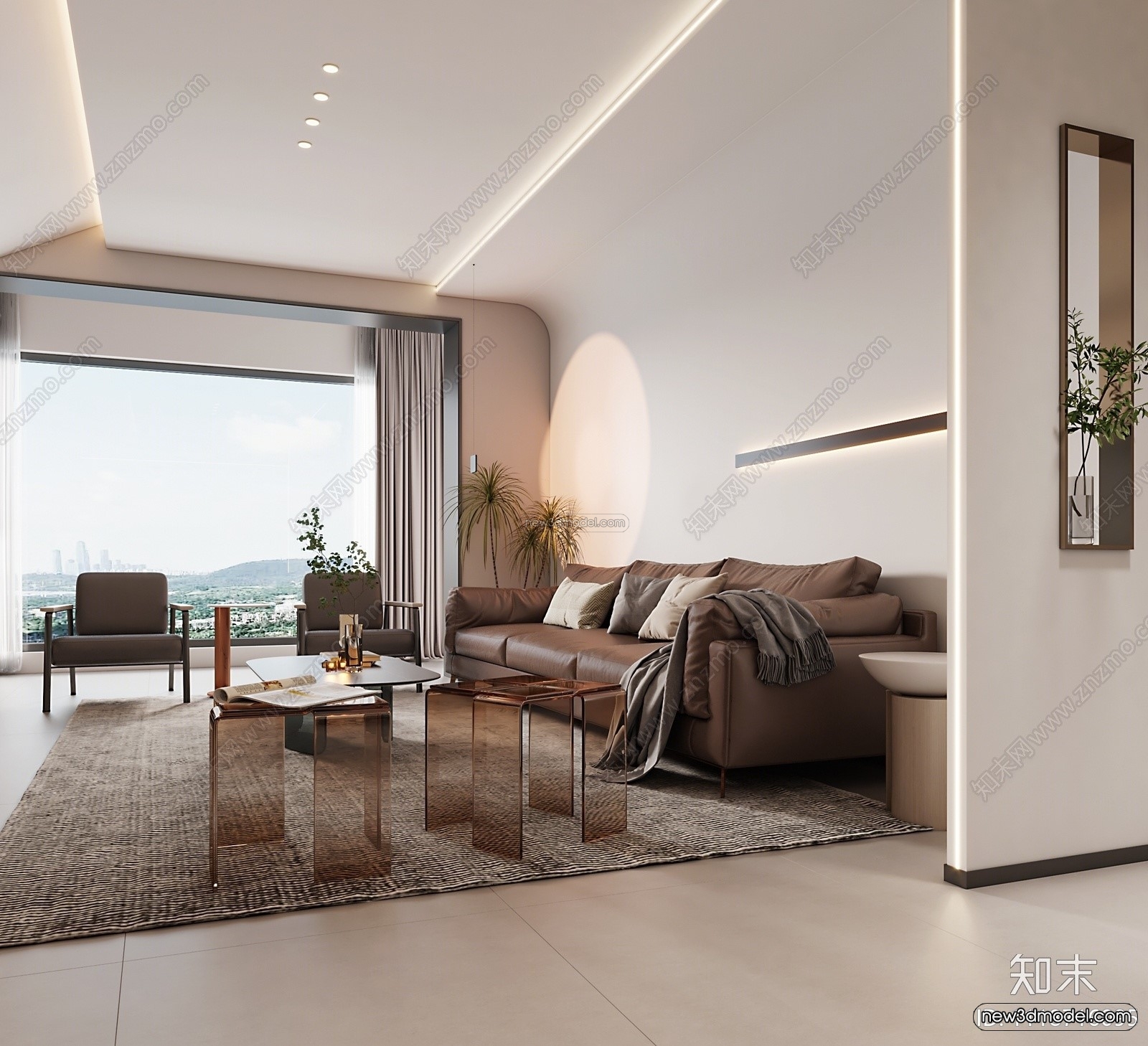 Minimalist Style Interior 3D Blocks – Living Room 3D Model – 075 – VRAY - thumbnail 3