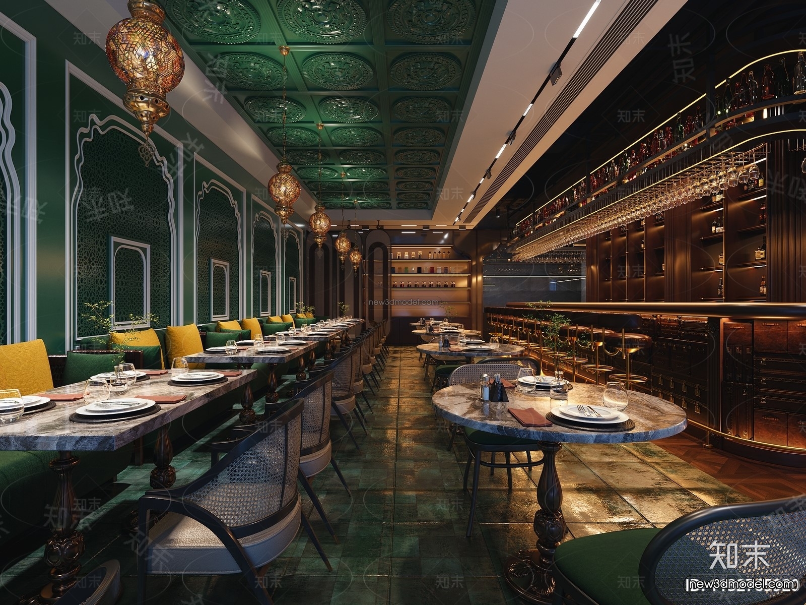 Southeast Asia Restaurant 3D Scenes – 3D Blocks – 078 – CORONA - thumbnail 2