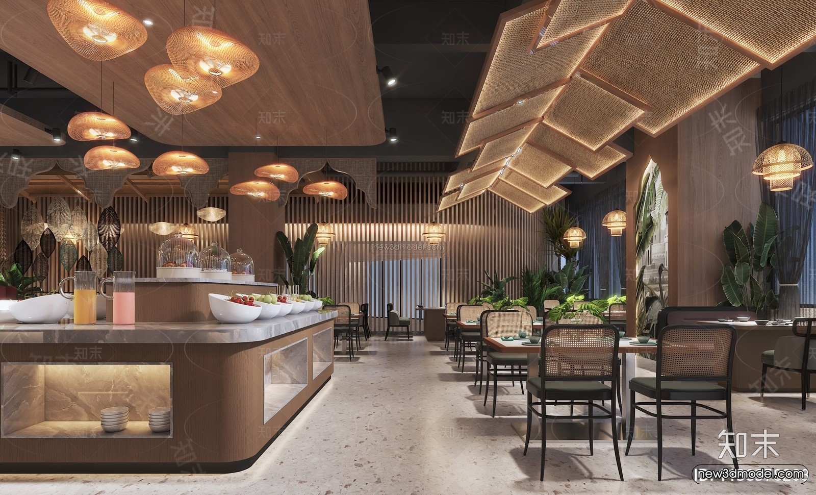 Southeast Asia Restaurant 3D Scenes – 3D Blocks – 082 – VRAY - thumbnail 4