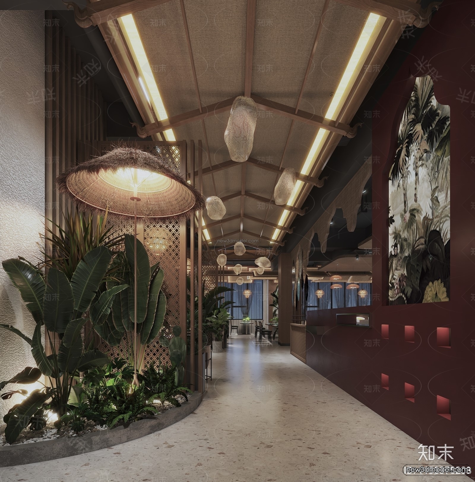 Southeast Asia Restaurant 3D Scenes – 3D Blocks – 082 – VRAY - thumbnail 3