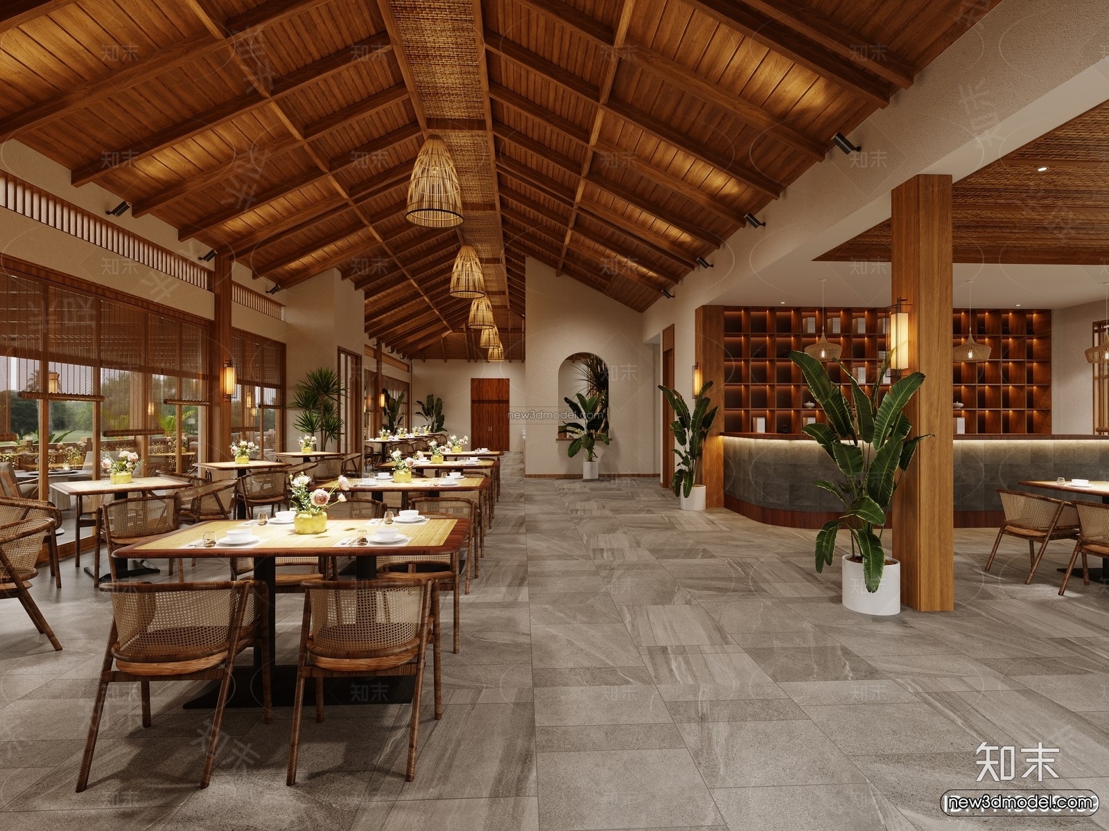 Southeast Asia Restaurant 3D Scenes – 3D Blocks – 084 – CORONA - thumbnail 4