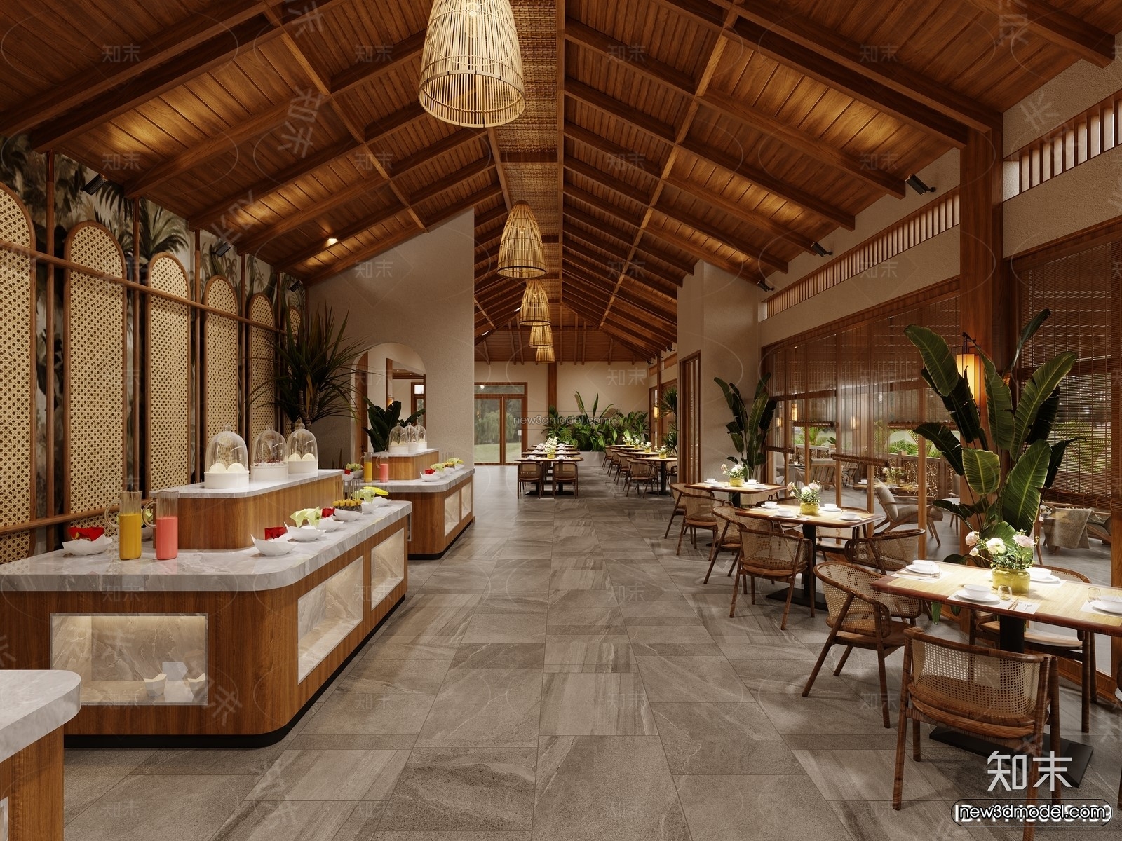 Southeast Asia Restaurant 3D Scenes – 3D Blocks – 084 – CORONA - thumbnail 3