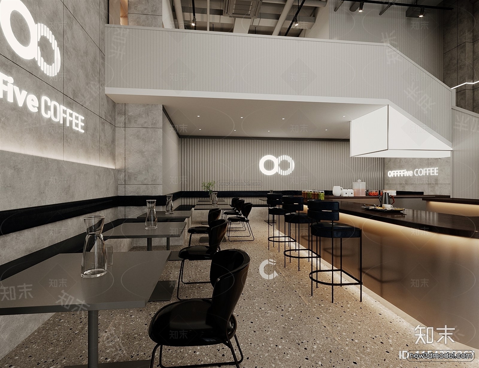 Modern Style Interior 3D Blocks and 3D Models – Coffee Shop 3D Scene – 872 – CORONA - thumbnail 2
