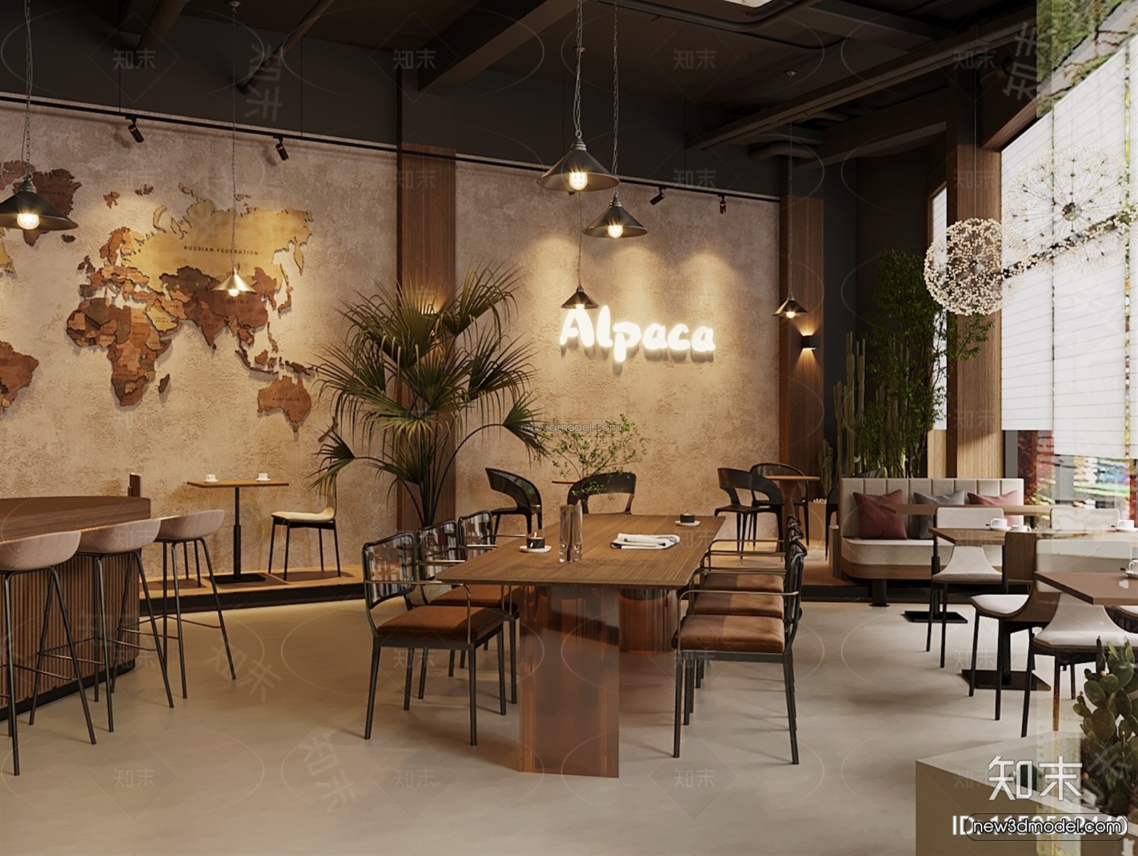 Modern Style Interior 3D Blocks and 3D Models – Coffee Shop 3D Scene – 871 – CORONA - thumbnail 2