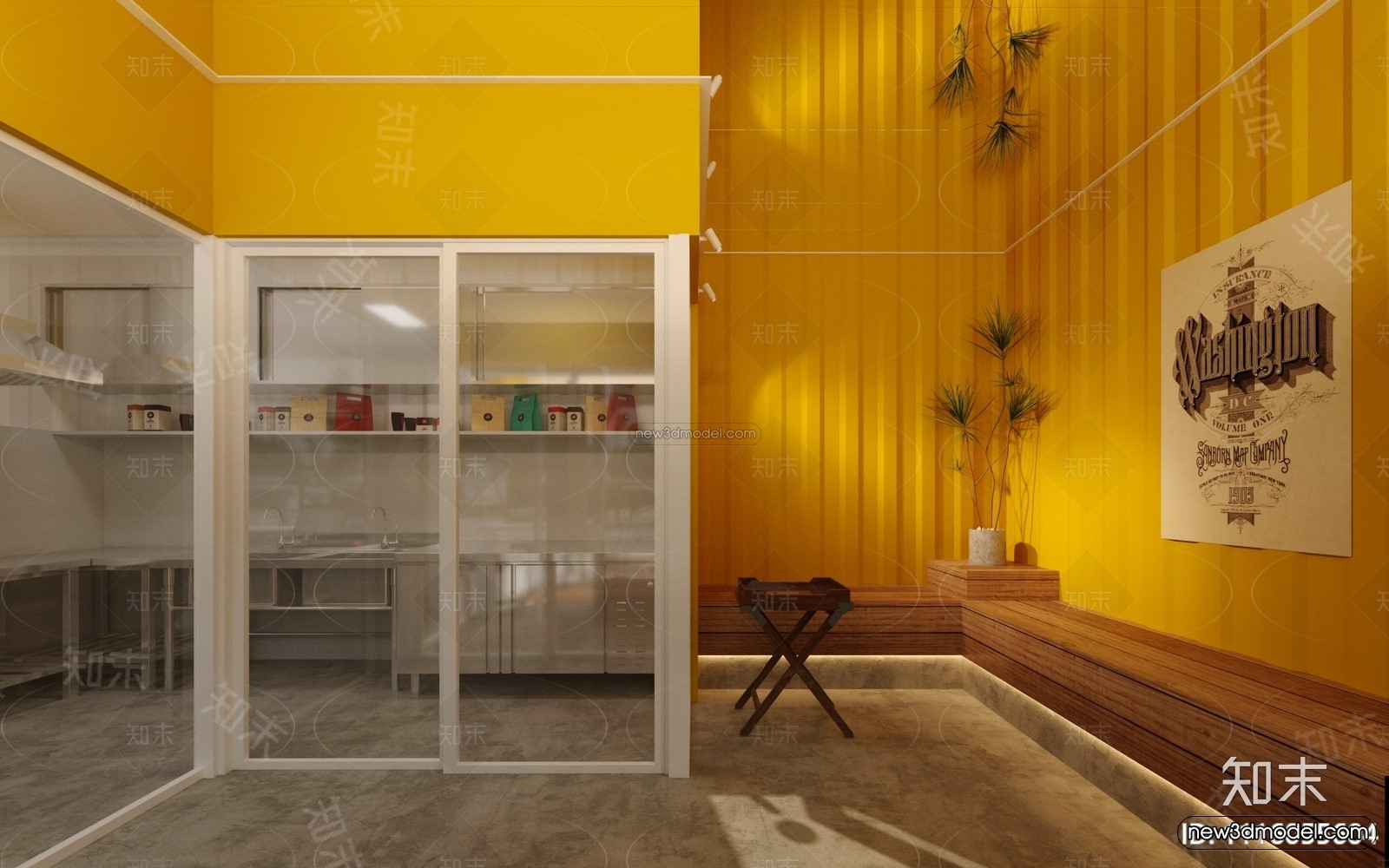 Modern Style Interior 3D Blocks and 3D Models – Container Coffee Shop 3D Scene – 880 – CORONA - thumbnail 3