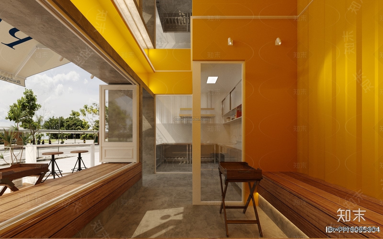 Modern Style Interior 3D Blocks and 3D Models – Container Coffee Shop 3D Scene – 880 – CORONA - thumbnail 2