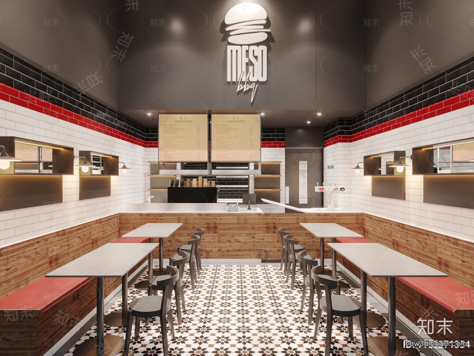 Modern Style Interior 3D Blocks and 3D Models – Container Coffee Shop 3D Scene – 877 – CORONA - thumbnail 3