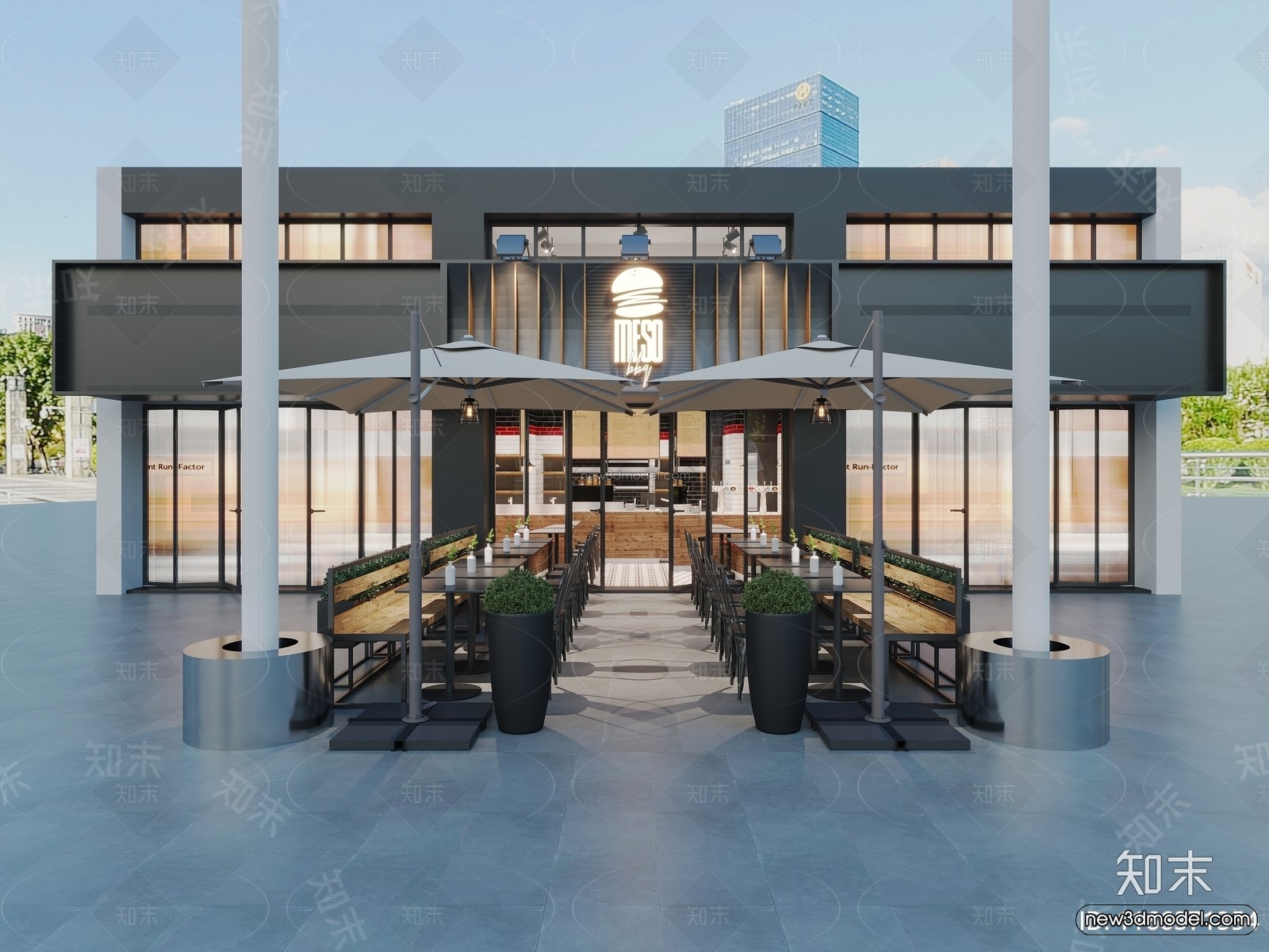Modern Style Interior 3D Blocks and 3D Models – Container Coffee Shop 3D Scene – 877 – CORONA - thumbnail 2