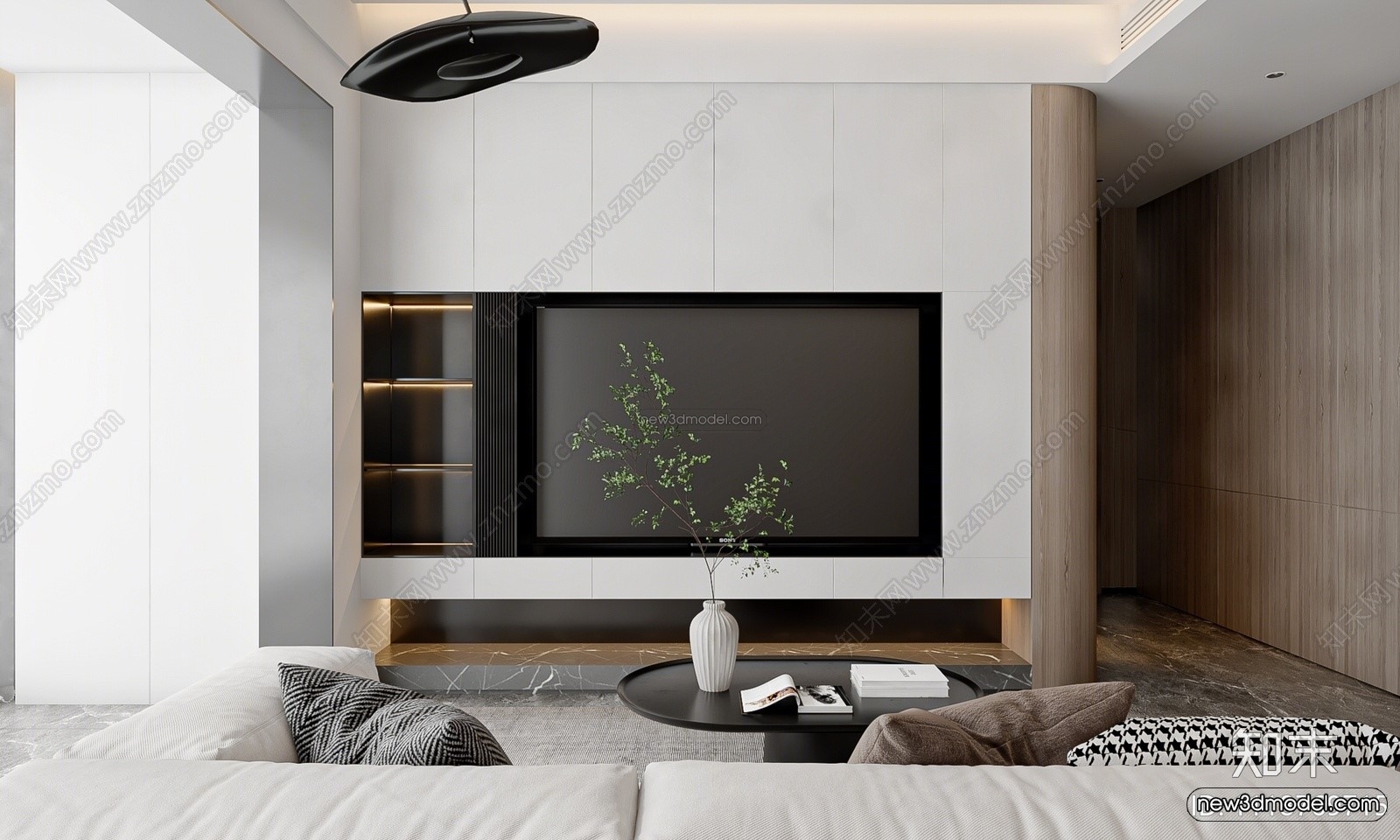 Minimalist Style Interior 3D Blocks – Living Room 3D Model – 082 – VRAY - thumbnail 2