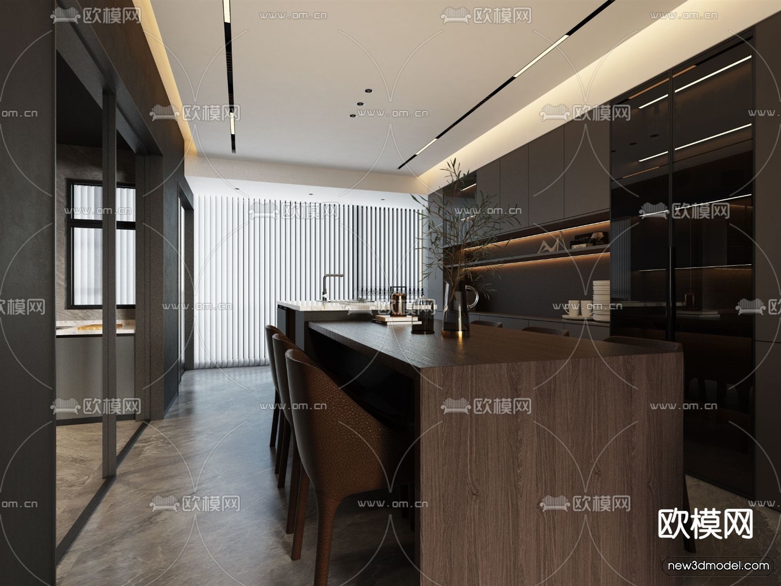 Minimalist Style Interior 3D Blocks – Living Room 3D Model – 083 – VRAY - thumbnail 3