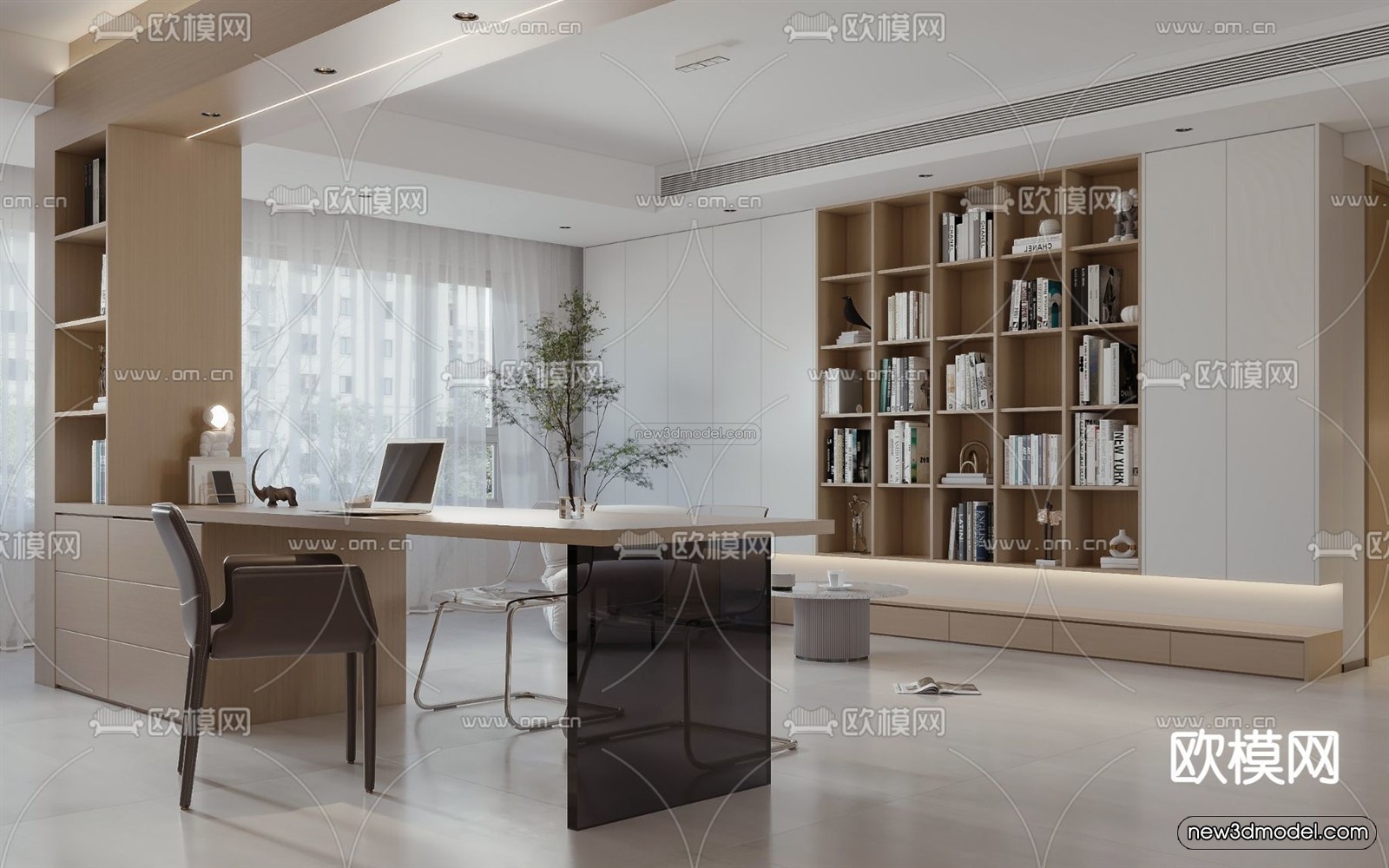 Minimalist Style Interior 3D Blocks – Living Room 3D Model – 084 – VRAY - thumbnail 3