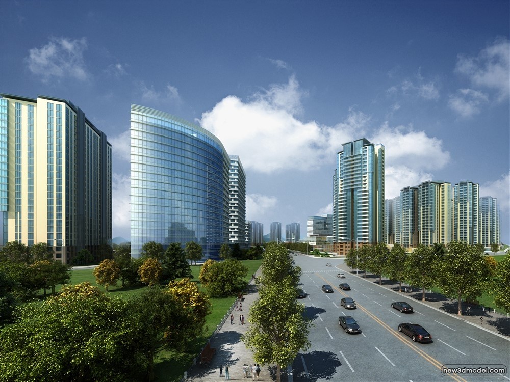 3D Models of Commercial Building – Exterior 3D Scenes – 957 – VRAY - thumbnail 3
