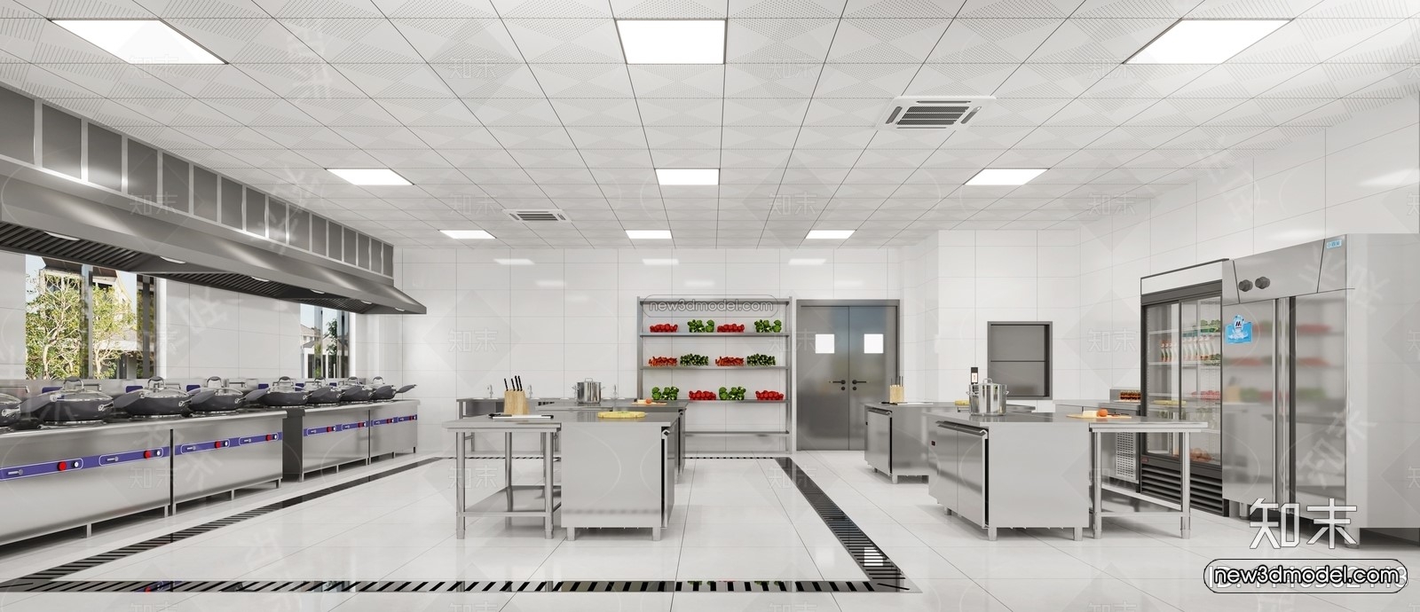 Modern Style Interior 3D Blocks and 3D Models – Restaurant Kitchen 3D Scene – 890 – CORONA - thumbnail 2