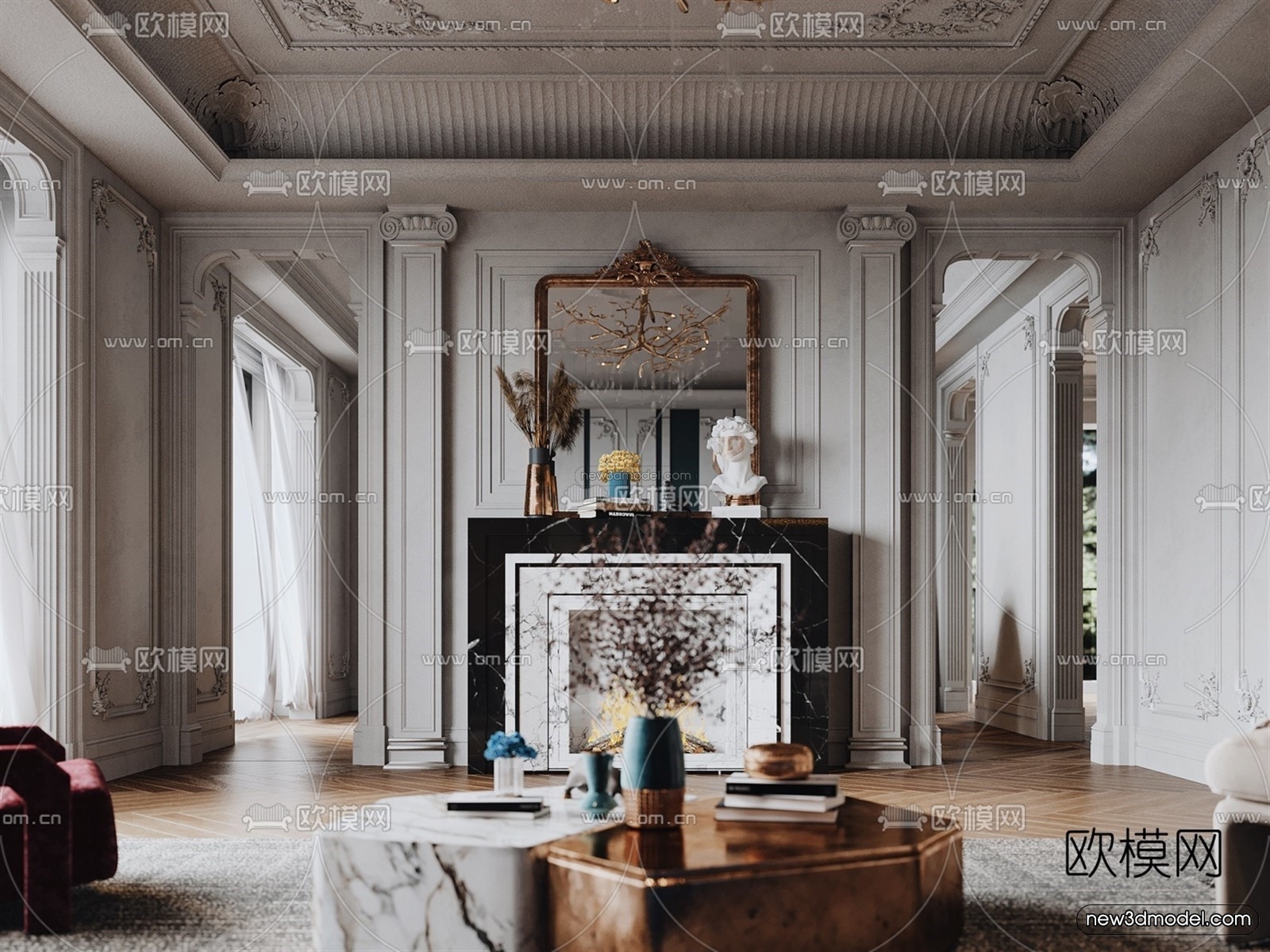 Europe Style Interior 3D Blocks – Living Room 3D Model – 138 – VRAY - thumbnail 3