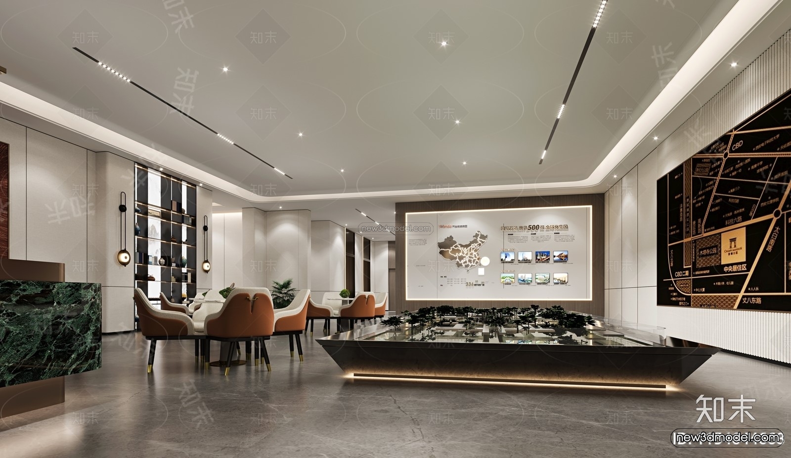 Modern Style Interior 3D Blocks and 3D Models – Lobby 3D Scene – 906 – CORONA - thumbnail 3